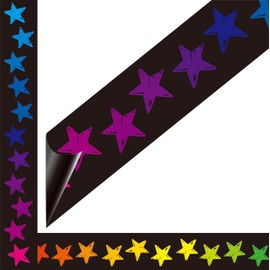 3.4 Meters Magnetic Border, Set of 21 Sheets Colorful Stars Blackboard Decoration for Whiteboards, Blackboards and Metallic Surfaces in Office and Home, Easy to Install and Reusable