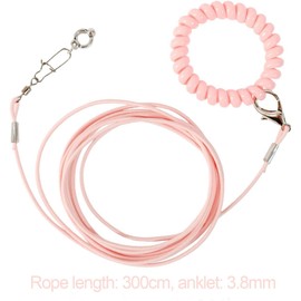 Yeanifeana Bird Training Rope with Ankle Ring, Adjustable Harness, Biting-Resistant Toy with Ankle Foot Ring, Bird Pet Outdoor Flying Training Rope for Terrace (Pink)