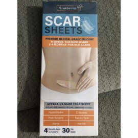 Nuvadermis New Nuvadermis Scar Sheets, Scar Treatment, 4 Reusable Sheets, 30 Day Supply