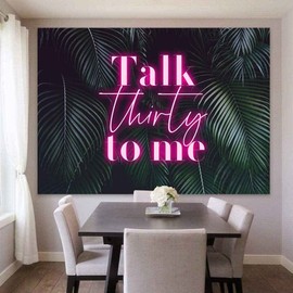 Sensfun Pink Talk Thirty to Me Backdrop for Women Happy 30th Birthday Party Decorations Banner Cheers to 30 Years Palm Leaves Photography Background (7x5ft)