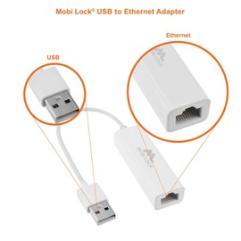 USB Ethernet (LAN) Network Adapter Compatible with Laptops, and All USB 2.0 Compatible Computers Including Windows 7 to 11, Vista, all Mac OS X, and macOS - by Mobi Lock