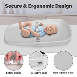 Nest Mello Baby Changing Pad, Soft, Lightweight and Portable, Waterproof and Easy to Clean, Large EVA Cushion for Comfort with Height Scale and Anti Slip Bottom (Grey Without Scale)