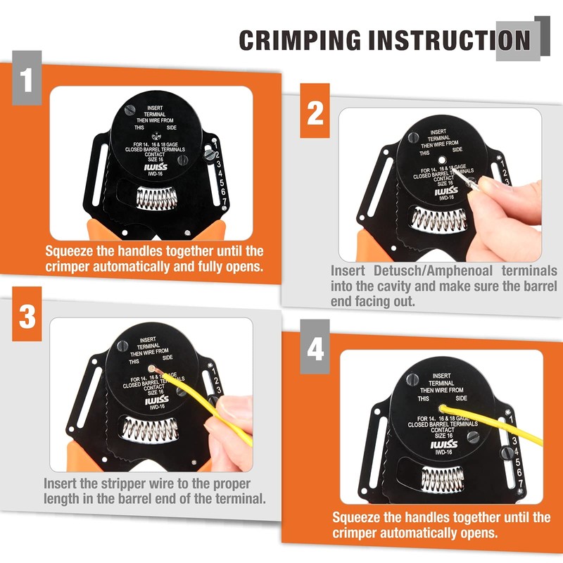 iCrimp Closed Barrel Crimper 4 Way Indent,8 Impression Type Deutsch