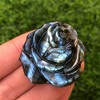 Acxico 1 pcs Natural Labradorite Quartz Crystal Flower Skull Carved