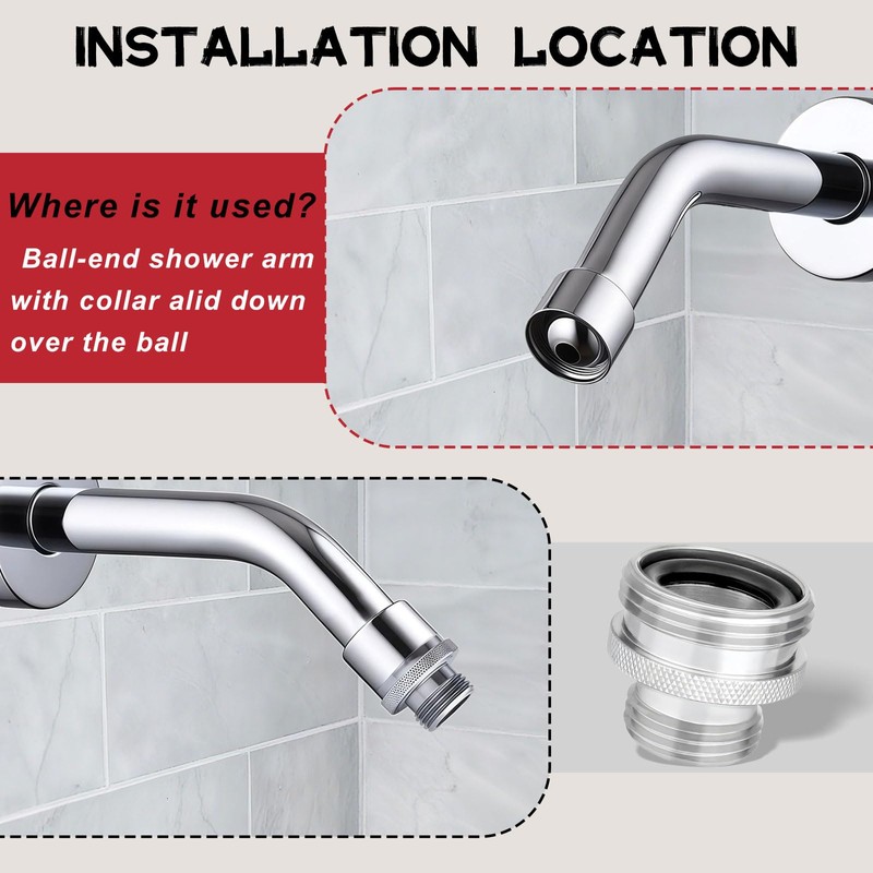 3 Pcs Ball End Shower Arm Adapter，Converting Old Fashioned Ball