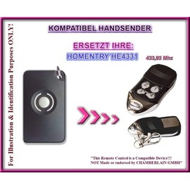 Homentry HE4331 Kompatibel Funkhandsender 433,92 MHz Rolling Code - Universal Ersatz Garagentoröffner