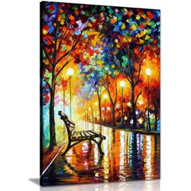 Loneliness of Autumn by Leonid Afremov Canvas Wall Art Picture Print for Home Decor (12x8)