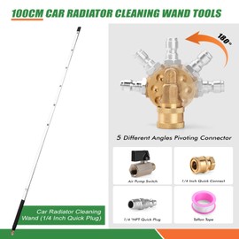 40 Inch Pressure Washer Wand for Car Radiator Cleaning Tools, Dual-Use Radiator Cleaner Wands for Pressure Washer & Pressure Air Pump Flush Car Truck Radiator Power Washer Wand with 6 Nozzle Tips