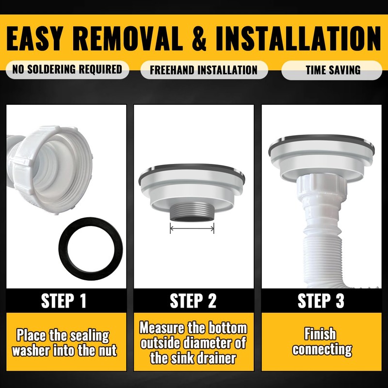 VIVIDA Double Sink Drain Kit, 1-1/2" Flexible Sink P Trap,