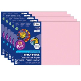 Tru-Ray Construction Paper, Pink, 12" x 18", 50 Sheets Per Pack, 5 Packs