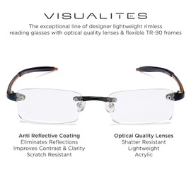 Visualites 1 Forest 1.50 Power Lightweight Rimless Reading Glasses For Men and Women
