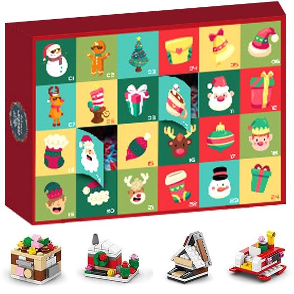 2024 Advent Calendar, Christmas Building Blocks Set, 24-Day Christmas Building
