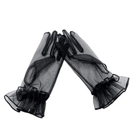 Debbie's Bridal Short Glove for Prom Party Tulle Bridal Glove Black 2