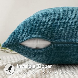 MIULEE Pack of 2 Teal Decorative Pillow Covers 18x18 Inch Soft Chenille Couch Throw Pillows Farmhouse Cushion Covers for Home Decor Sofa Bedroom Living Room