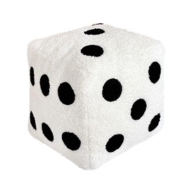 Joysphere Fuzzy Dice Shaped Plush Decorative Throw Pillow 7.9 Inch x 7.9 Inch White
