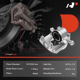 A-Premium Disc Brake Caliper Assembly Without Bracket Compatible with Select Mini Models - F57 F55 Cooper 2014-2020 L3 1.5L, F56 Cooper 2020 ELECTTRIC - Front Passenger Right Side