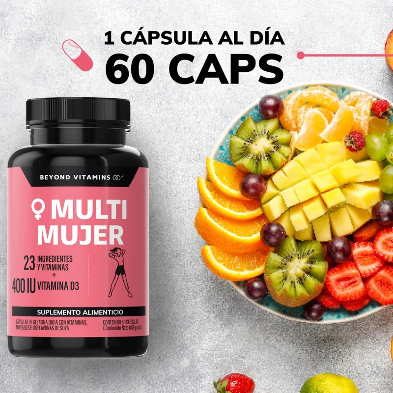 Multi Vitaminico Mujer Contiene Goji, Bilberry, Mangosta, Magnesio Complex, Biotina,