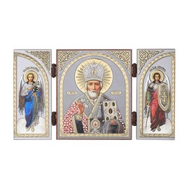 NKlaus - Saint Nicholas - Icon Triptych Christian - Wooden Travel Altar Iconography 16891