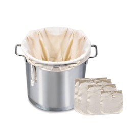 LANANUVO 4 pcs Brew Bag Filter Baumwolle, Filter Braubeutel für Bier Wiederverwendbar Filterbeutel Siebbeutel mit Kordelzug Brühbeutel Filter für Bier Wein Joghurt Kaffee Obst（25x35/30x45/45x60