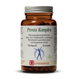 Quintessence Prosta Complex 120 Capsules, High Dose, High-Quality Blend of Pomegranate, Nettle, Saw Palmetto Extract and Minerals, Vegan, Produced in Austria