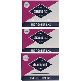 Diamond Round Toothpicks 250ct, 3 Pack Total 750