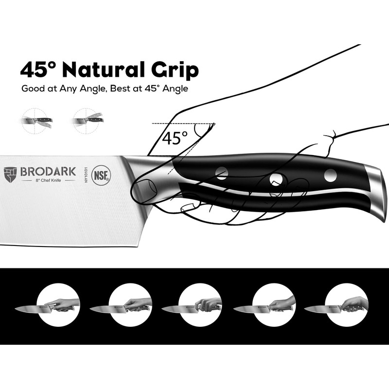 7Pcs Ultra Sharp Kitchen Knife Set, Acacia Wood Block with