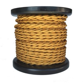 100 ft. Spool- Gold Twisted Rayon Covered Wire, Antique Style Cloth Lamp Cord