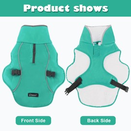 EMUST Winter Dog Jacket, Windproof Dog Apparel for Cold Weather, Reflective Winter Coats for Dogs, Warm Puppy Jacket for Cold Winter, Turquoise, S