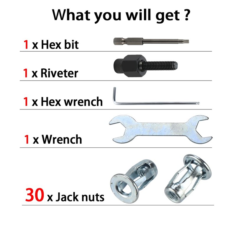 1/4 Jack Nut with Installation Tool Threaded Insert Nuts Nutserts