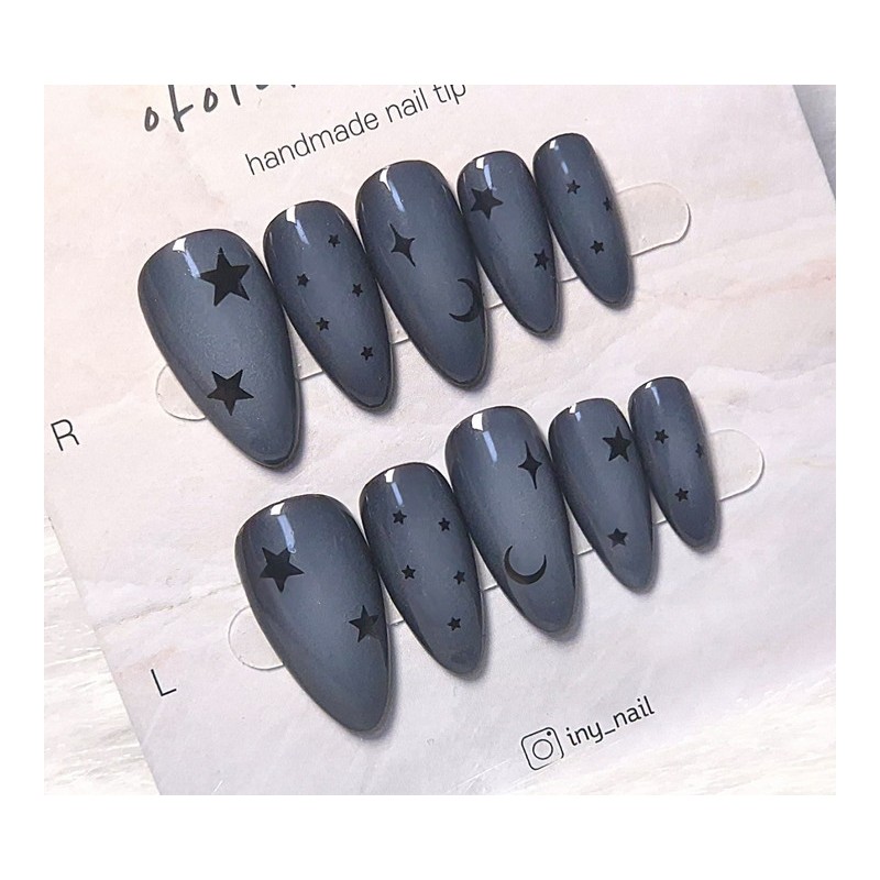 [In-store special discount]Y2K airbrush star point handmade nail - Coffin