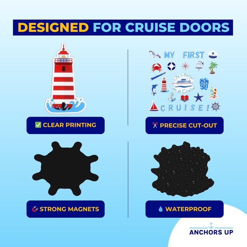 Cruise Ship Door Magnets [27 Pack] – Colourful, Cruise Themed