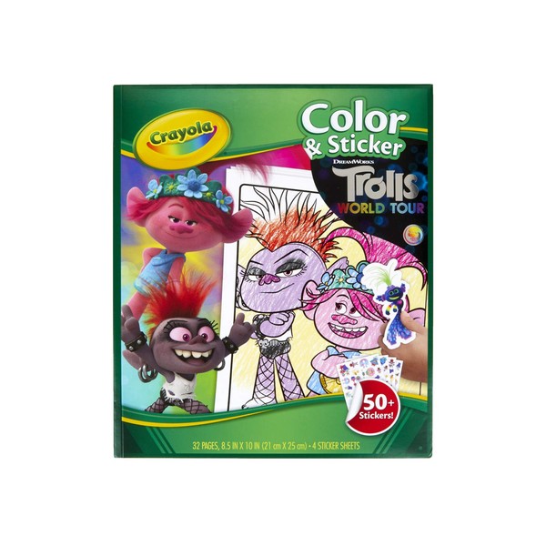 Crayola Trolls World Tour Color & Sticker Activity, With 32 Kids Coloring Pages & 4 Sticker Sheets, Trolls 2 Coloring, Gift for Kids, Ages 3, 4, 5, 6