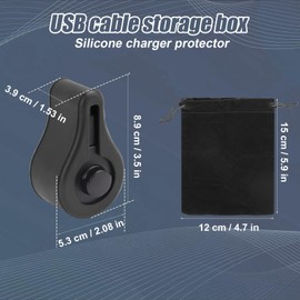 Silicone Charger Case, Washable Charger Protector with Storage Bag Charger Cover with USB Cable Storage Box USB Port Holder LED Visible Light Compatible with Oura Ring Gen3 (Black)