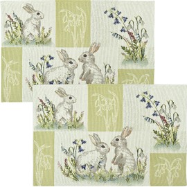 Sander Bunnies Patch Placemat Set of 2 Tapestry Light Green Size 32 x 48 cm