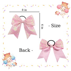 NEOGRACE Sequin Bows for Girls Large Cheer Hair Bows Ponytail Elastic Bands Jumbo Cheerleading Bow