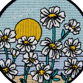 ZEGINs Beatiful Daisy Under Sunshine Patch Embroidered Applique Badge Iron On Sew On Emblem