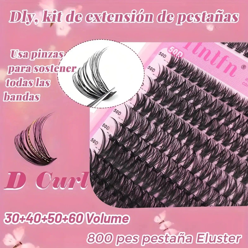 Set Extension Pestañas Diy 9-18mm Kit Maquillaje Completo