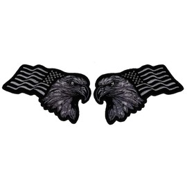 Silver Eagle US Flag Patches Set of 2 - Iron on Patch - 4 inches