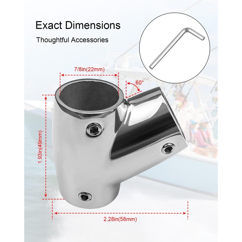 HZSIFU Boat Rail Fitting for 7/8'' Tube, Marine Stainless Steel