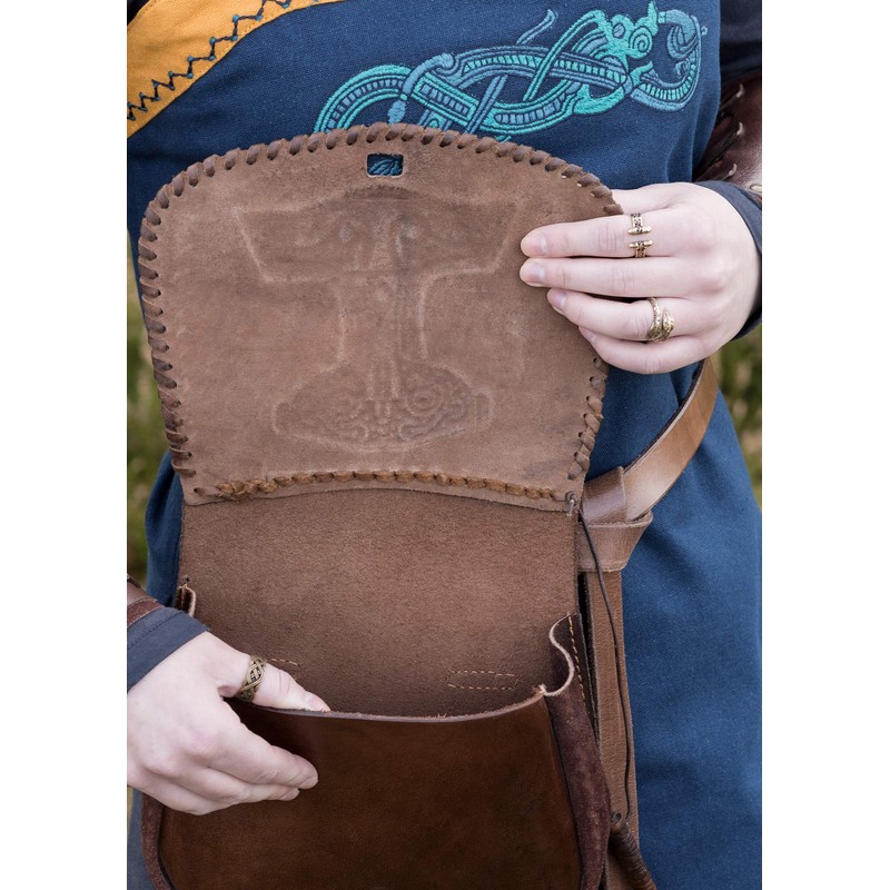 Battle-Merchant Medieval Belt Bag with Various Embossing Leather Bum Bag