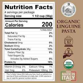 Morelli Squid Ink Pasta Linguine- Organic Italian Pasta - Black Pasta Noodles - Durum Wheat Semolina - Nero Di Seppia Made in Italy - 8.8oz / 250g (pack of 2)