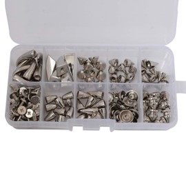 Trimming Shop 85 Pcs Metal Spike Punk Bullet Stud Belt Bag Cap Purse Leathercraft Projects Clothes with Screw, Rivet in Silver by