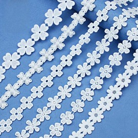 6 Assorted Embroidery Floral Lace Trims Vintage Flower Pattern Lace Edge White Ribbon Clothing Accessories for Sewing Decoration,0.8"-1.8" Wide,2 Yards Each,12 Yards Total (style4)
