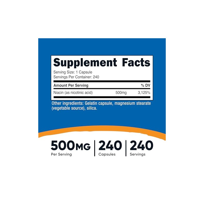 Nutricost Niacin (Vitamin B3) 500mg, 240 Capsules - with Flushing,