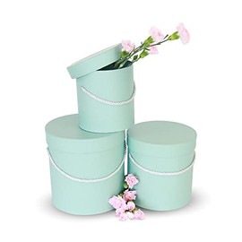 UNIKPACKAGING Premium Quality Round Flower Box, Gift Boxes for Luxury Flower and Gift Arrangements, Set of 3 pcs (Tiffany)