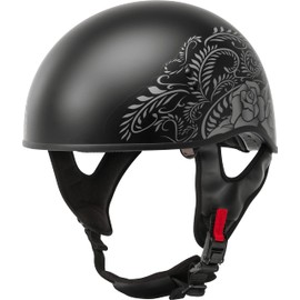 GMAX HH-65 Naked Motorcycle Street Half Helmet (Bravery Matte Black/Grey, Large)