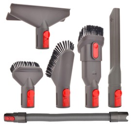 Accessory Tool Kit Attachment Set with Extension Hose for Dyson V7 V8 V10 V11 V15 SV10 SV11 Cordless Vacuum Cleaner, Quick Release Spare Part Tool Kit for Home and Car Cleaning (6 in 1)