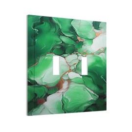 WUYOCHA Decorative Light Switch Cover Plate Abstract Luxury Emeralds Green Gold MarbleTextures 2 Gang Wall Plate Oversized Double Toggle Two Switch Wall Cover Plate Dual Device Face Plate