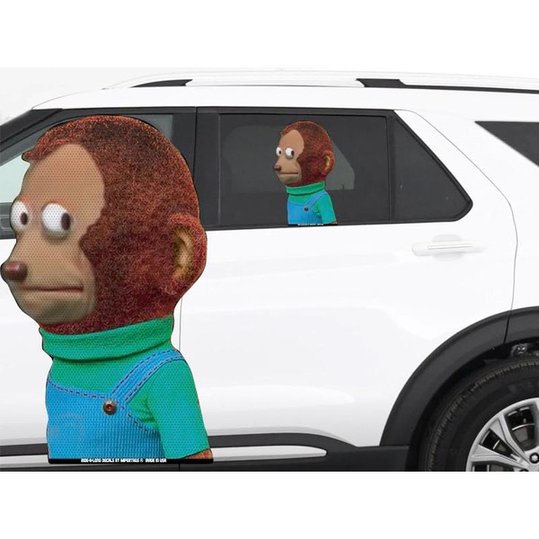 12" Perforated Ride-A-Long See-Thru Window Decal attaches to Rear Side