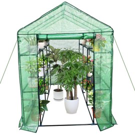 Greenhouse for Outdoors,Walk in 3-Tier 9 Shelves Green House w/Roll-Up Zippered Door Anchors and Ropes,Waterproof & UV Protected Plant Garden Hot House for Garden Patio Backyard,57 x 85 x 76''